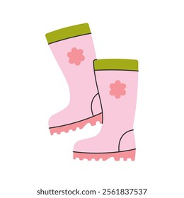 Rubber Boots Icon Illustration with soft color palette in flat design style. Perfect for Spring season themed designs