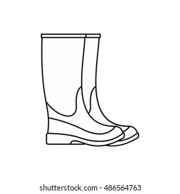 Rubber boots icon in outline style isolated on white background vector illustration