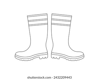 Rubber boots icon outline vector. Rubber boots outline isolated white background. Vector Illustration