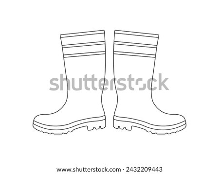 Rubber boots icon outline vector. Rubber boots outline isolated white background. Vector Illustration