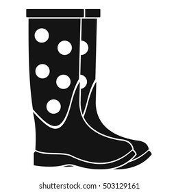Rubber boots icon. Simple illustration of dotted rubber dotted boots vector icon for web