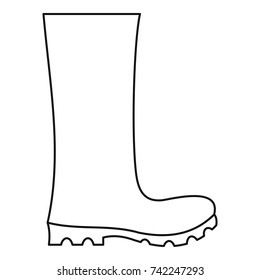 Rubber boots icon. Thin line illustration of rubber boots vector icon isolated on white background