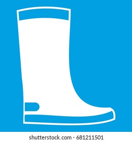 Rubber boots icon white isolated on blue background vector illustration
