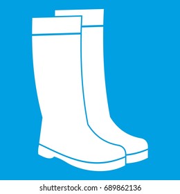 Rubber boots icon white isolated on blue background vector illustration
