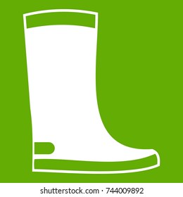 Rubber boots icon white isolated on green background. Vector illustration