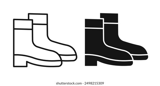 Rubber Boots iconicon vector collection in outlined and solid style