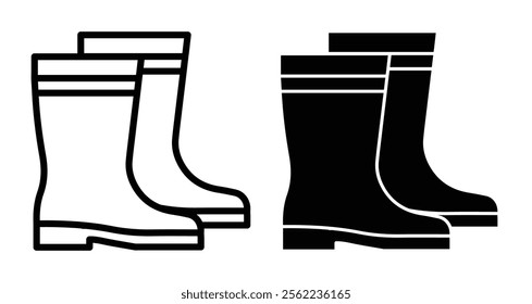 Rubber Boots Icons pack in outlined and flat versions