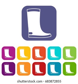 Rubber boots icons set