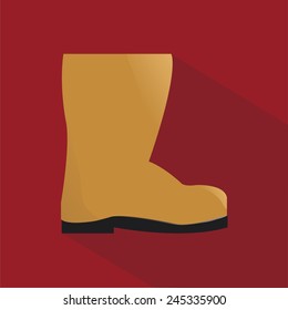 rubber boots illustration, over red color background