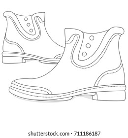 Rubber boots illustration set isolated