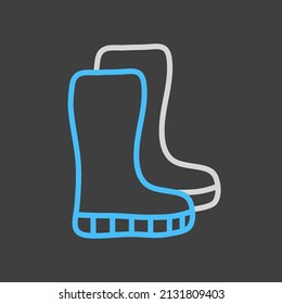 Rubber boots isolated vector icon. Graph symbol for agriculture, garden and plants web site and apps design, logo, app, UI