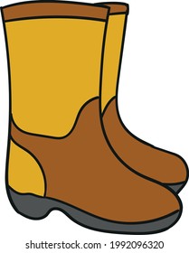 Rubber boots, rubber boots isolated, yellow rubber boots