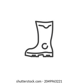 Rubber boots line icon. linear style sign for mobile concept and web design. Protective footwear outline vector icon. Symbol, logo illustration. Vector graphics