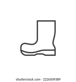 Rubber boots line icon. linear style sign for mobile concept and web design. Rain Boots outline vector icon. Symbol, logo illustration. Vector graphics