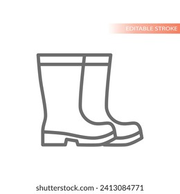 Rubber boots line vector icon. Gumboots outline symbol.