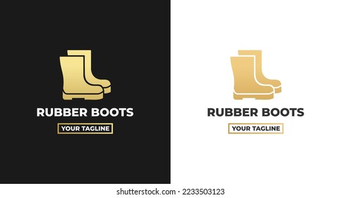 logotipo de las botas de goma o elegante logotipo de las botas de goma aisladas en fondo blanco y negro. Sencillo logotipo aislado con botas de goma. Adecuado para logotipos de productos en marcas de botas.