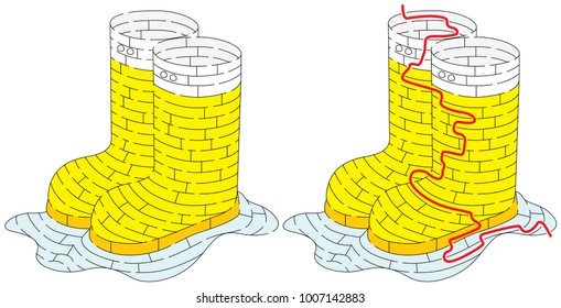 Rubber boots maze for younger kids with a solution