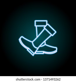 rubber boots neon icon. Elements of Camping set. Simple icon for websites, web design, mobile app, info graphics on dark gradient background