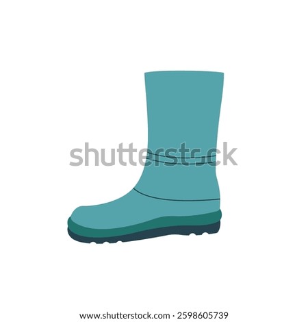 Rubber boots on a white background. Turquoise green boot.
Vector illustration in a flat style isolated