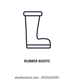 rubber boots outline icon.  Thin line icon from construction tools collection. Editable vector isolated on white background