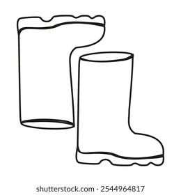 Rubber boots outline isolated on a white background