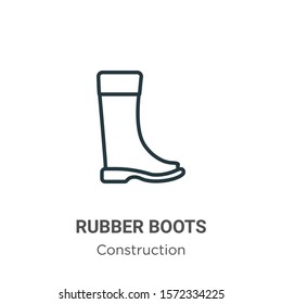 Rubber boots outline vector icon. Thin line black rubber boots icon, flat vector simple element illustration from editable construction concept isolated on white background