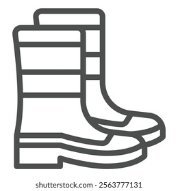 Rubber boots pair line icon, protective footwear concept. Vector graphics. Waterproof boots sign on white background, outline style icon for mobile or web design