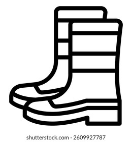 Rubber boots pair line icon, protective footwear concept. Vector graphics. Waterproof boots sign on white background, style mobile or design