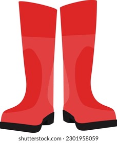 rubber boots pair red bright illustration flat style