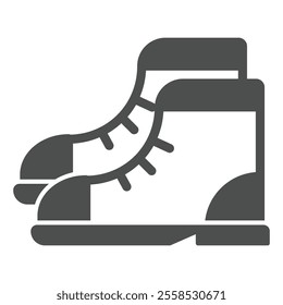 Rubber boots pair solid icon, labor protection, work safety concept. Vector graphics. Workwear clothes sign on white background, glyph style icon for mobile or web design