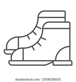 Rubber boots pair thin line icon, labor protection, work safety concept. Vector graphics. Workwear clothes sign on white background, outline style icon for mobile or web design