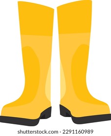rubber boots pair yellow bright illustration flat style