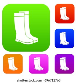 Rubber boots set icon in different colors isolated vector illustration. Premium collection