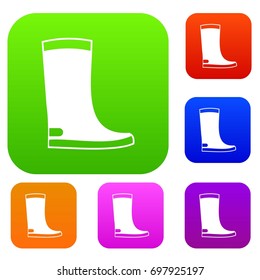 Rubber boots set icon in different colors isolated vector illustration. Premium collection
