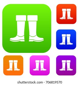 Rubber boots set icon in different colors isolated vector illustration. Premium collection