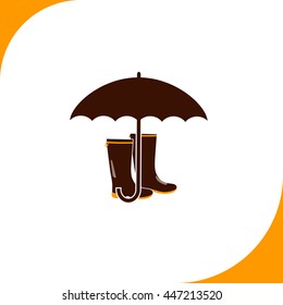 Rubber boots sign. Brown icon on white background