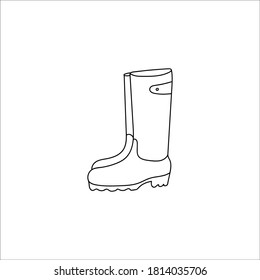 Rubber boots. Symbol of autumn, garden or farm. Vector illustration in a hand-drawn style, isolated on a white background. 