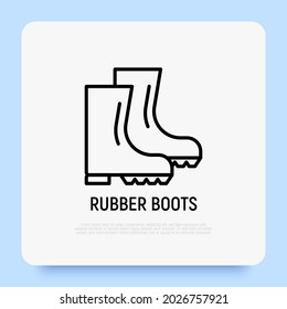 Icono de línea delgada con botas de goma, calzado impermeable. Ilustración vectorial moderna