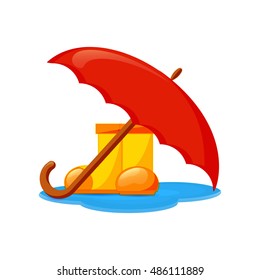 rubber boots and umbrella, autumn accessories