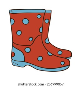 Rubber boots. Vector drawing. 