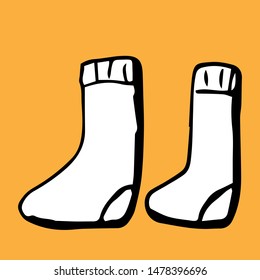 rubber boots. Vector hand drawn isolated objects. Icons in sketch style.