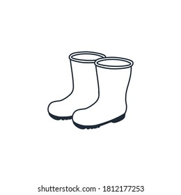 Gummistiefel. Vektorsymbol einzeln auf weißem Hintergrund.