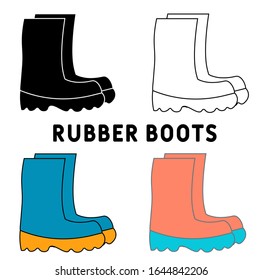 Rubber boots vector icon on white background. Flat vector rubber boots icon symbol sign from modern construction collection for mobile concept and web apps design.