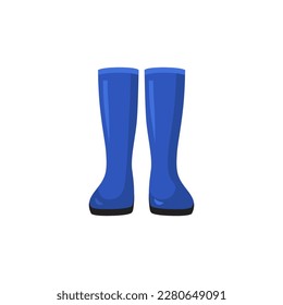 Rubber boots vector illustration. Cartoon isolated safety blue gumboots, pair of waterproof high shoes for wet rainy weather, PPE gum boots to protect factory worker from water, dirt and radiation