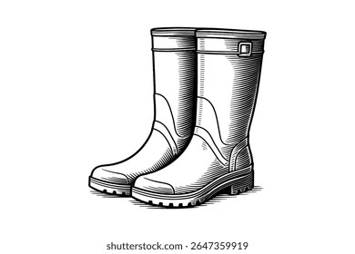 Rubber Boots Vector Illustration for Gardening, Farming, or Outdoor Activities