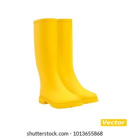 Rubber boots in vector on a white background.Rubber boots photorealism.