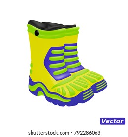 Rubber boots in vector on a white background.Rubber boots photorealism.