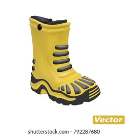 Rubber boots in vector on a white background.Rubber boots photorealism.