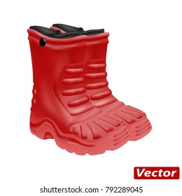 Rubber boots in vector on a white background.Rubber boots photorealism.
