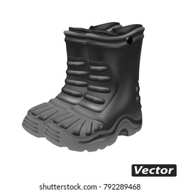Rubber boots in vector on a white background.Rubber boots photorealism.